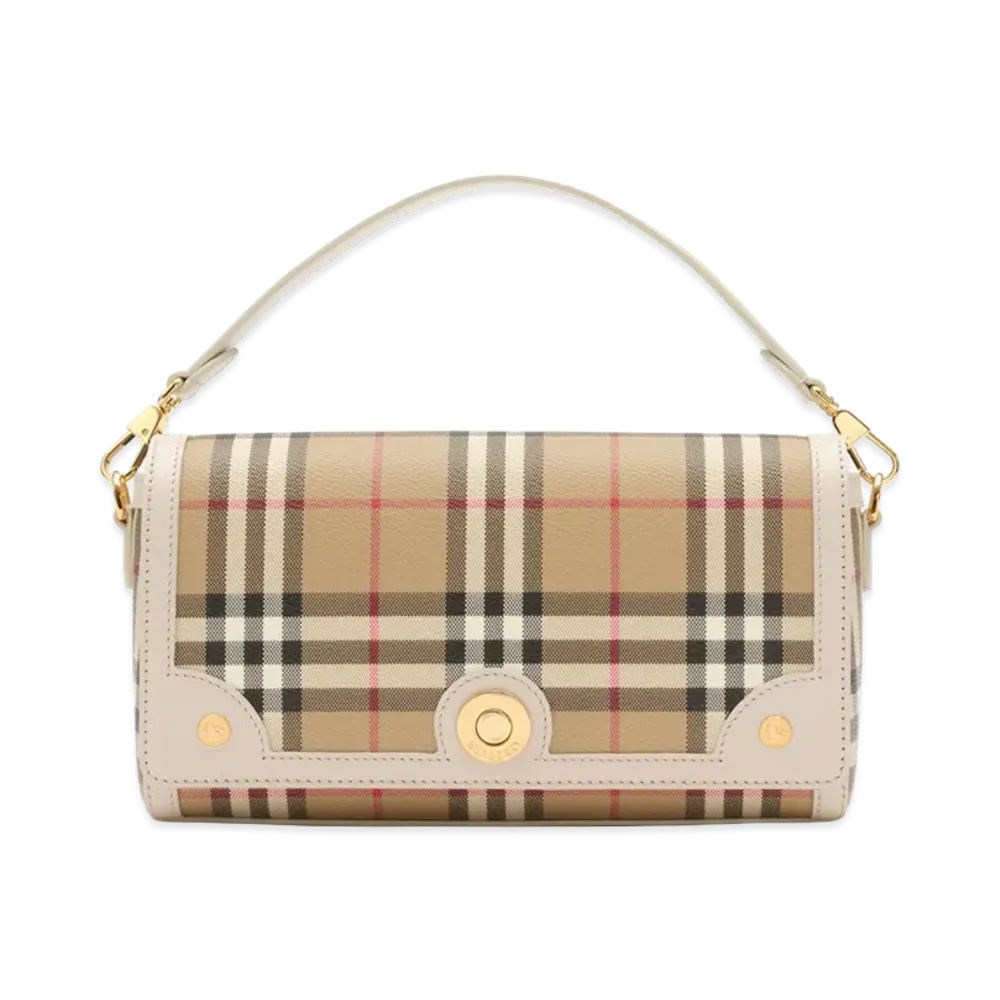 Burberry Women's Top Handle Note Bag "Vintage Check/Soap Beige"
