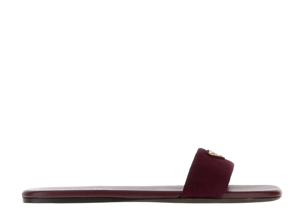 PRADA Women's Aubergine Suede Slippers "Burgundy"