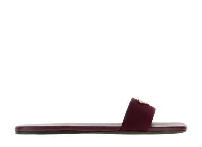 PRADA Women's Aubergine Suede Slippers "Burgundy"