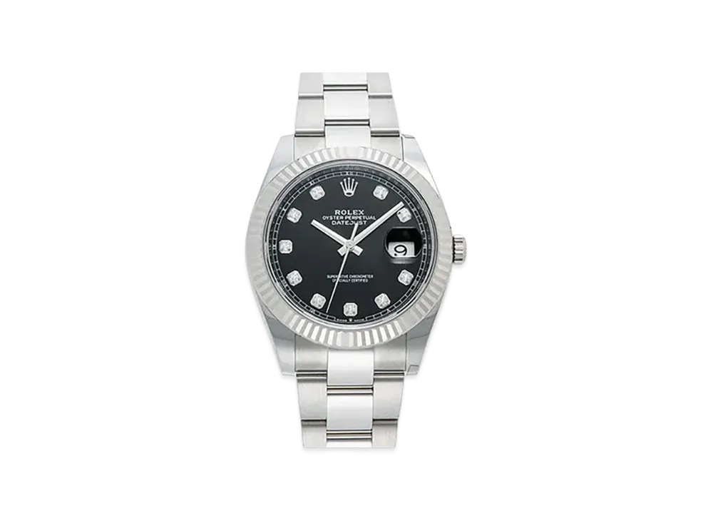 ROLEX Date-Just 41 Black Dial 10P Diamonds 126334G