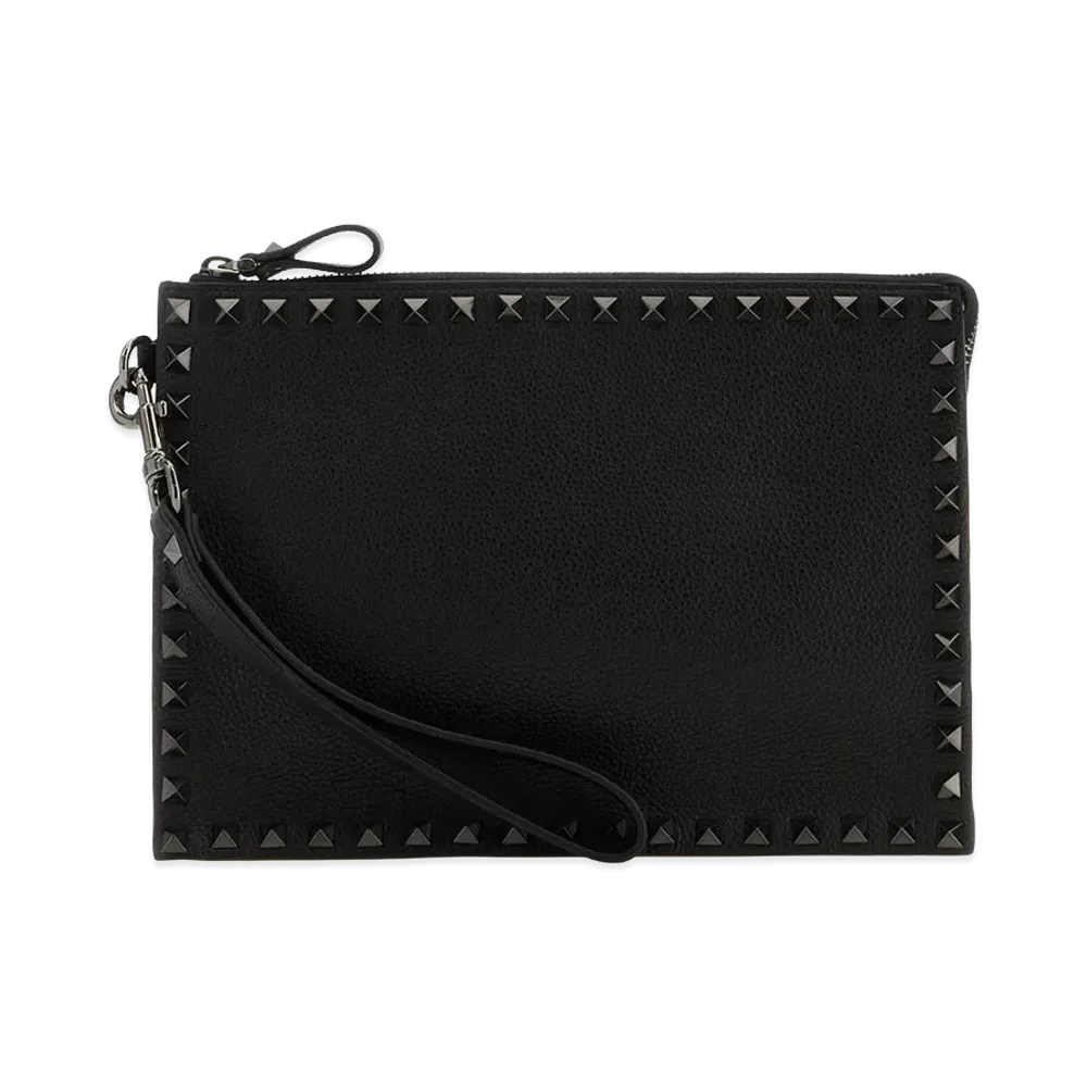 Valentino Leather Rockstud Clutch "Black"