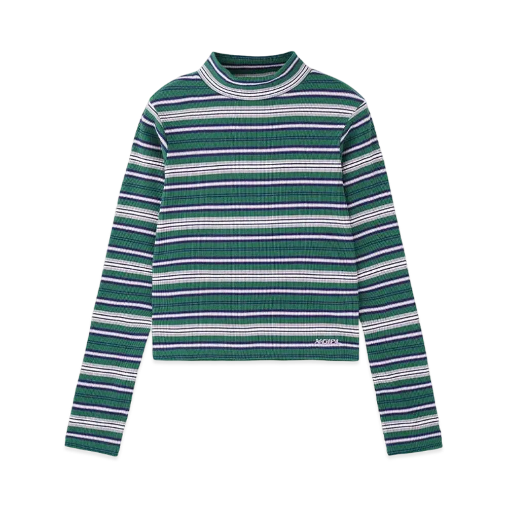 X-Girl Striped High Neck Top "Green"