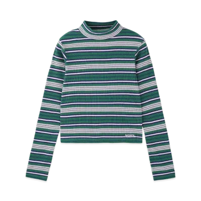X-Girl Striped High Neck Top "Green"