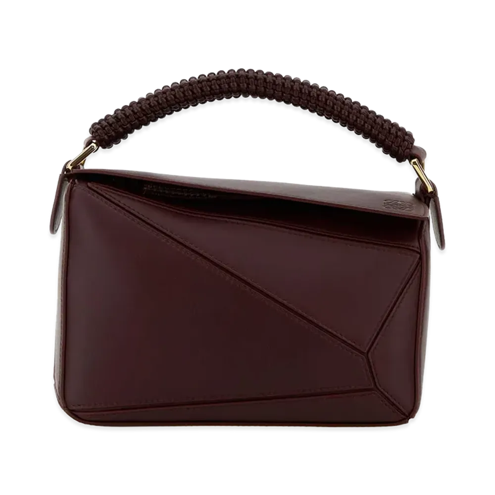 LOEWE Women's Leather Small Puzzle Handbag "Aubergine"