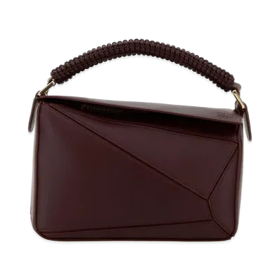 LOEWE Women's Leather Small Puzzle Handbag "Aubergine"
