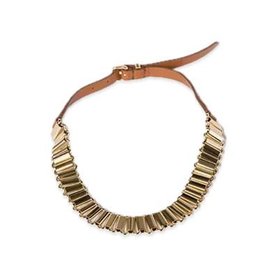MIU MIU Metal / Leather Necklace "Gold/Cognac"