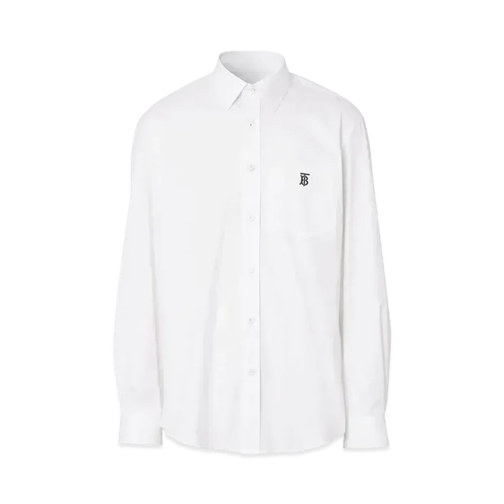 Burberry Men's Monogram Motif Technical Cotton Shirt "White"