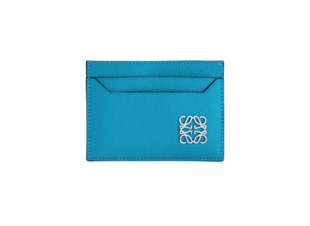 LOEWE Anagram Plain Cardholder In Pebble Grain Calfskin "Lagoon Blue"