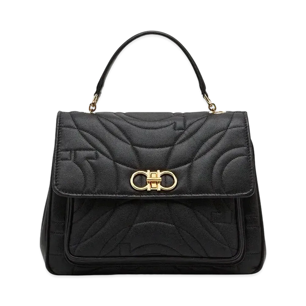 Salvatore Ferragamo Quilted Gancini Top Handle (M) "Black"