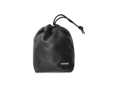 WACKO MARIA Leather Drawstring Bag "Black"