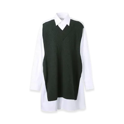Maison Margiela Spliced Shirt Dress "White/Dark Green"