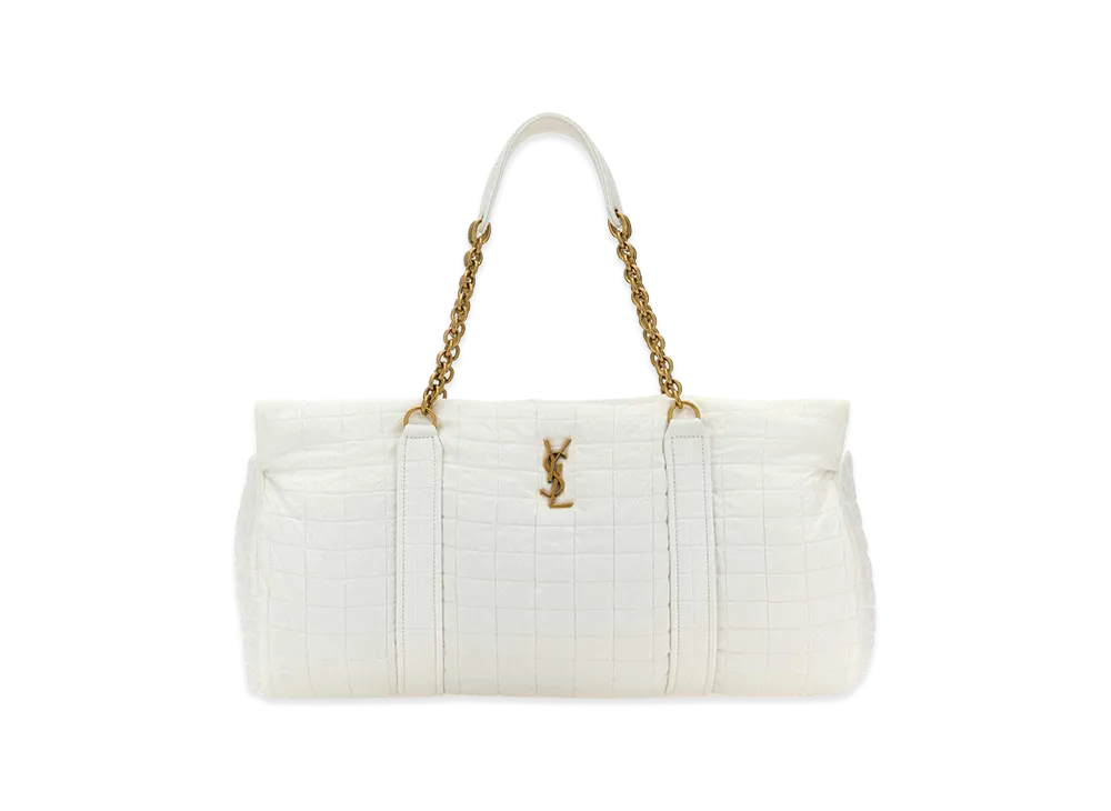 Saint Laurent Women's Fabric Gloria Travel Bag "White"