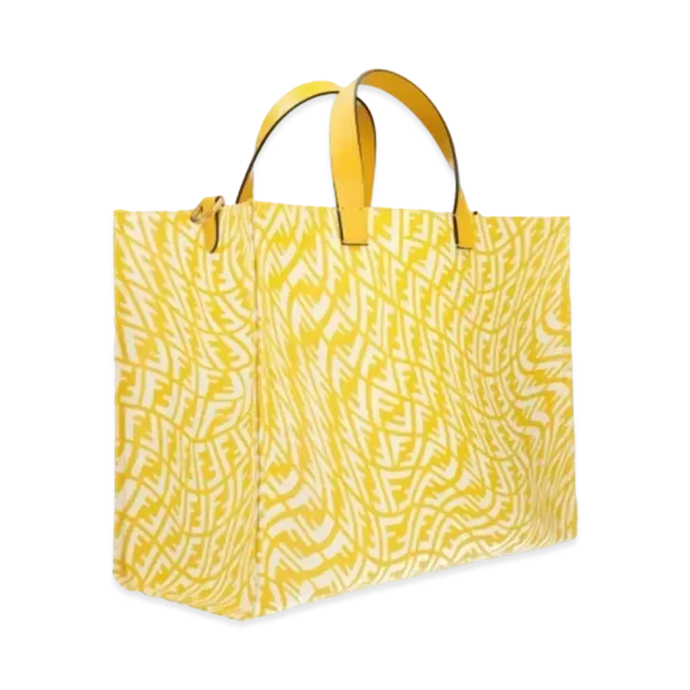 FENDI Shopper Glazed Canvas Bag "Yellow"
