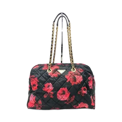 PRADA Tessuto Impuntu Nylon Chain bag "Nero/Rosso"