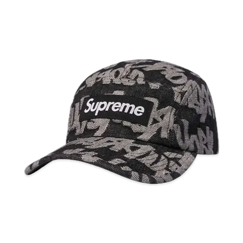 Supreme Fat Tip Jacquard Denim Camp Cap "Black"