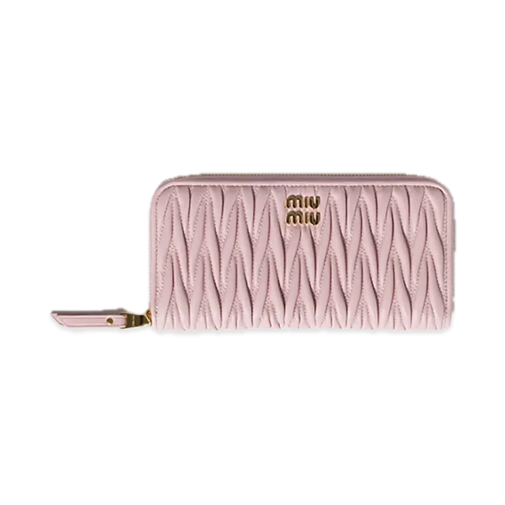 MIU MIU Large Matelasse Nappa Leather Wallet "Pink"