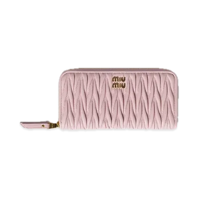 MIU MIU Large Matelasse Nappa Leather Wallet "Pink"
