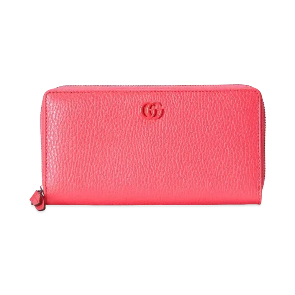 GUCCI Double G Zip Around Wallet "Coral Pink"