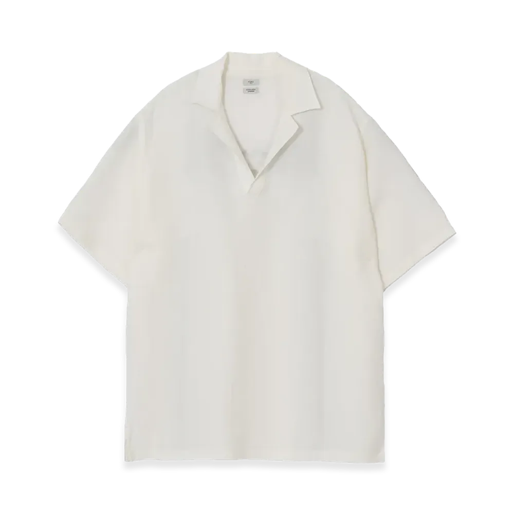 YOKE Linen Canvas Skipper Polo Shirt "White"