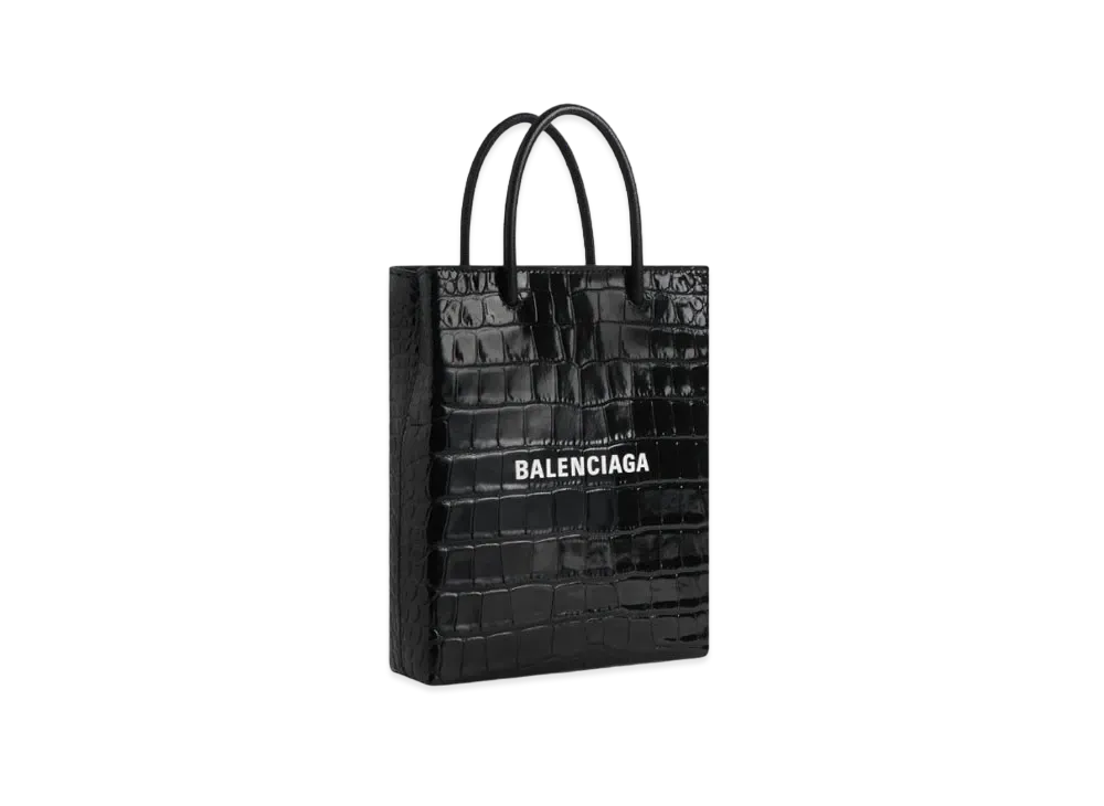 BALENCIAGA Crocodile Embossed Shopping Bag "Black"
