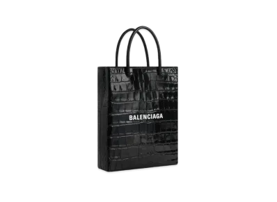BALENCIAGA Crocodile Embossed Shopping Bag "Black"