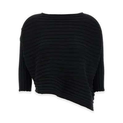 ISSEY MIYAKE Womens Cotton Cashmere Knit Top "Black"