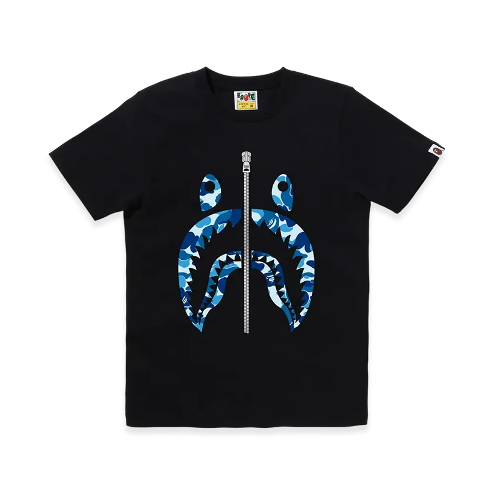 A BATHING APE Ladies Shark Tee "Black/Blue"