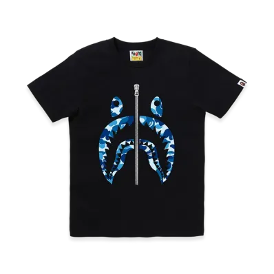 A BATHING APE Ladies Shark Tee "Black/Blue"