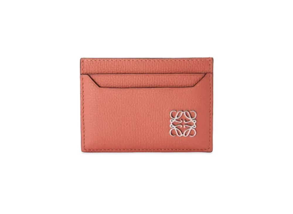 LOEWE Anagram Plain Cardholder In Pebble Grain Calfskin "Pink Tulip"