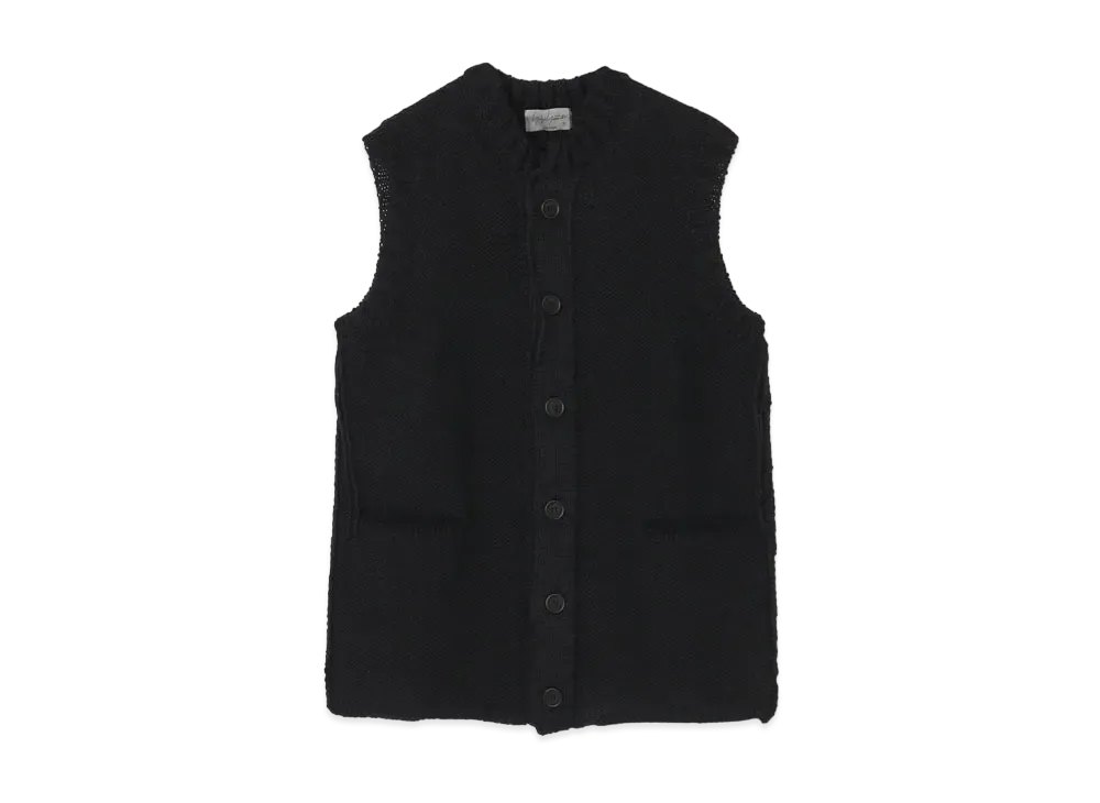 Yohji Yamamoto Pour Homme 3G PLAIN STITCH PURL 1X1 RIB THREAD RESIDUE VEST "Black"