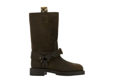 Burberry Women's Suede Saddle Boots "Green"