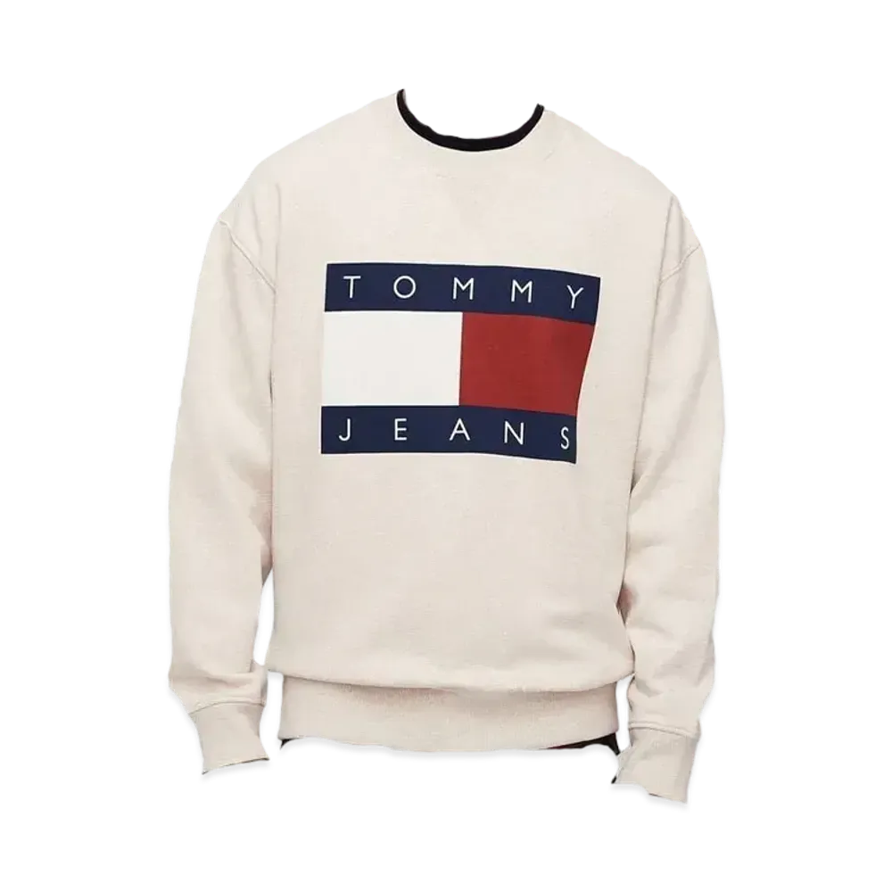 TOMMY HILFIGER Relaxed Melange Flag Sweatshirt "White"