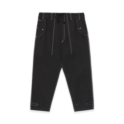 WILDSIDE YOHJI YAMAMOTO Cotton Chino White Stitch Draw String Pants "Black"