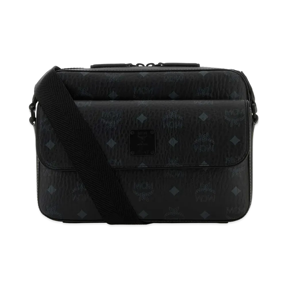 MCM Printed Canvas Aren Messenger Crossbody Bag "Black"