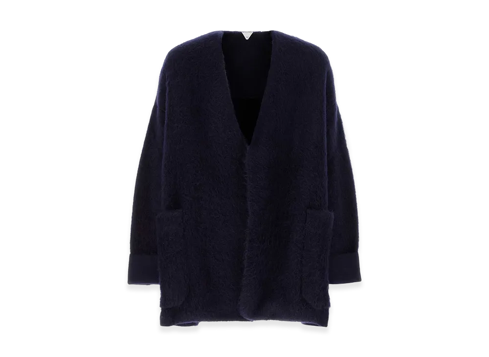 Bottega Veneta Stretch Wool Blend Cardigan "Navy Blue"