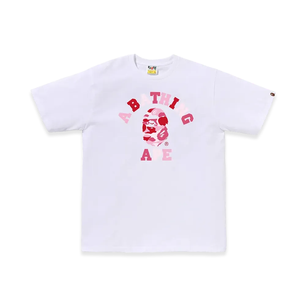 A BATHING APE ABC Camo College Tee "White/Pink"