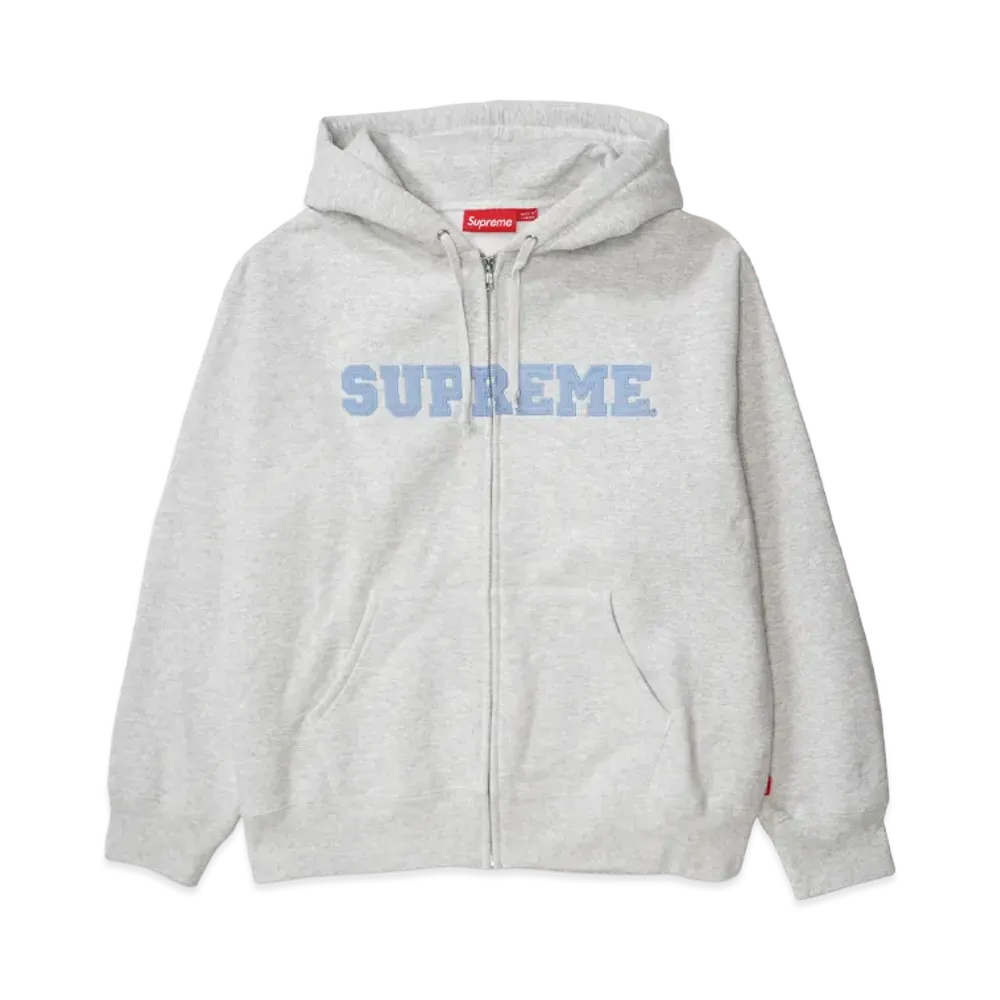 Supreme Collegiate Applique Zip Up Hooded Sweatshirt "Ash Grey"