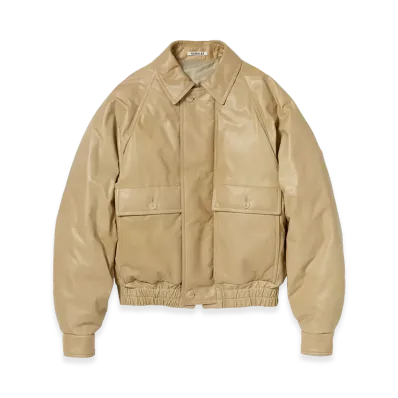 AURALEE Fine Calf Leather Down Blouson "Beige"