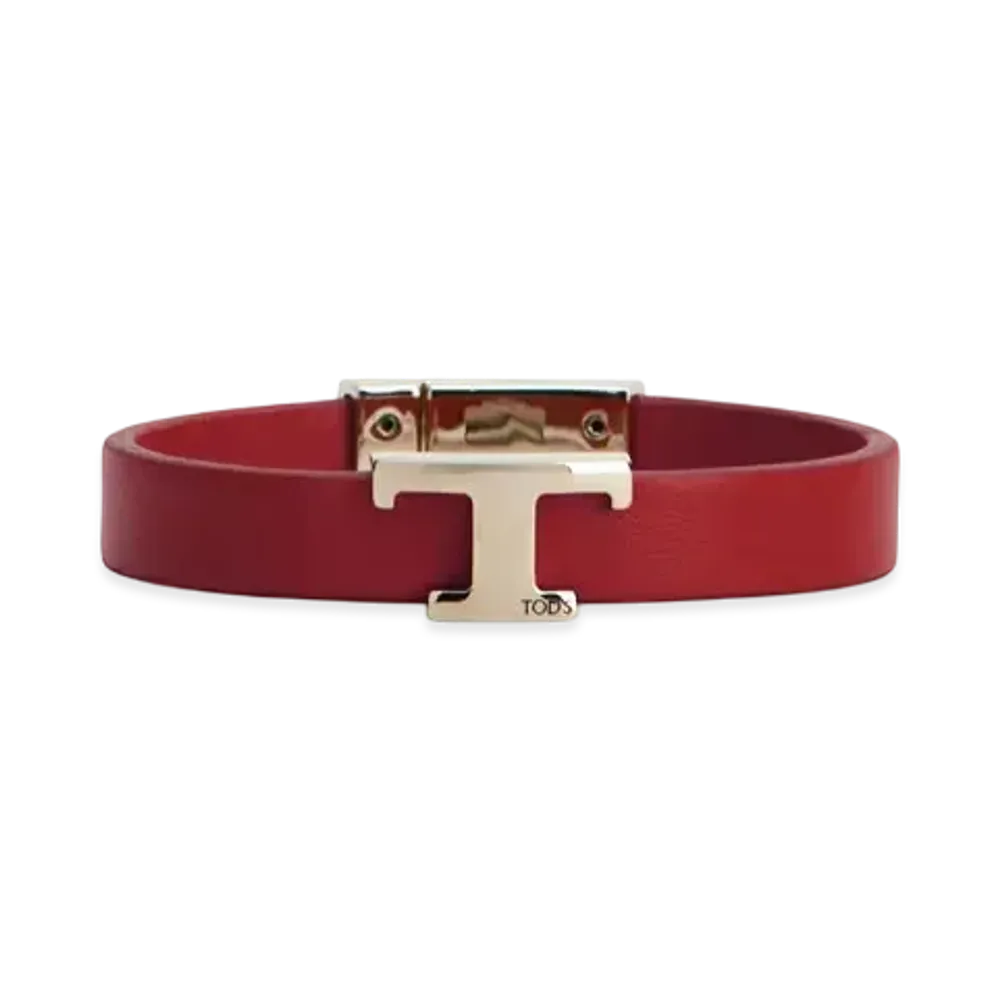 TOD'S T Timeless Bracelet in Leather "Red"