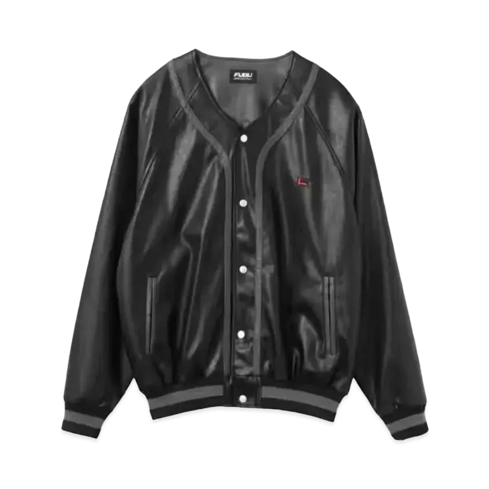 atmos pink x FUBU Back Logo Synthetic Leather Jacket "Black"