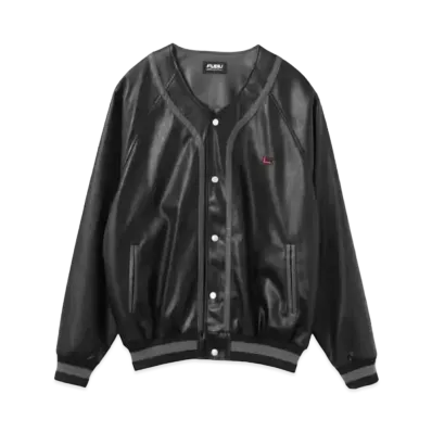 atmos pink x FUBU Back Logo Synthetic Leather Jacket "Black"