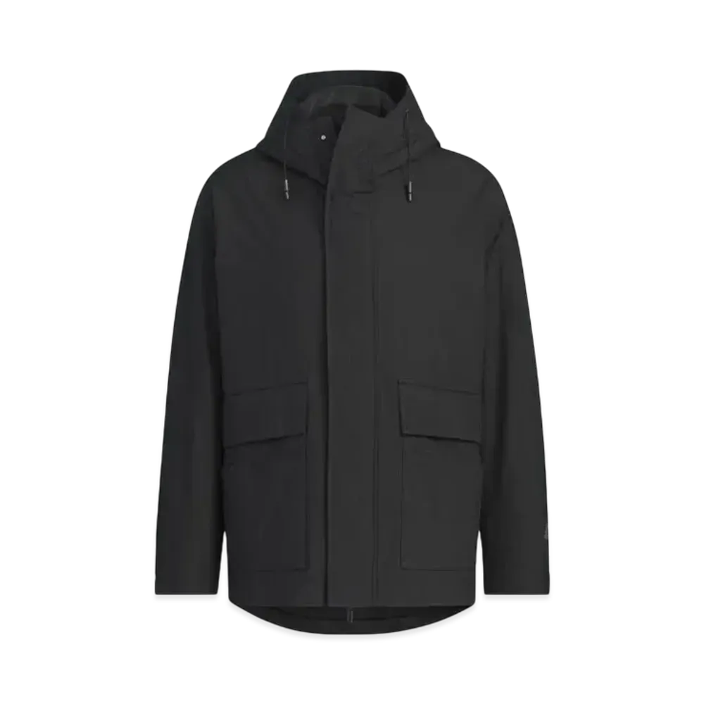 adidas Must Have Small Logo Loose Fit Fleece Lined Woven Hooded Jacket "Black"