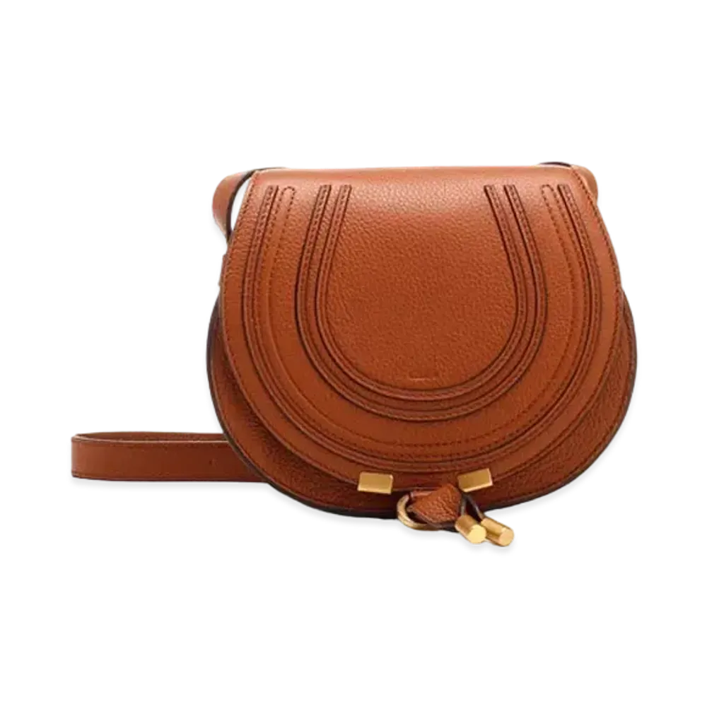 Chloe Mini Marcie Saddle Bag In Grained Calfskin "Tan"