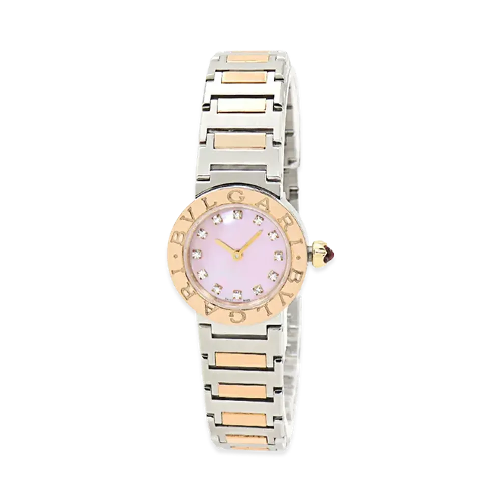 BVLGARI Women's Quartz Diamond 12P 23mm "Gold/Silver/Pink Shell"