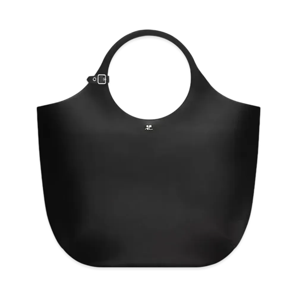 Courreges Large Holy Leather Bag "Black"