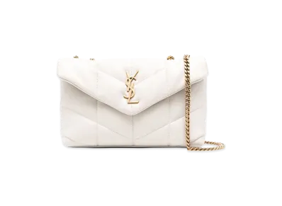 Saint Laurent Women's Ivory Nappa Leather Puffer Toy Crossbody Bag "White"