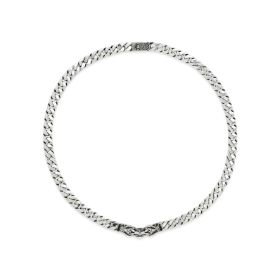 GUCCI Tiger Head Necklace with Aged Finish "Silver"