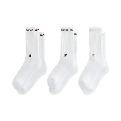 Kith x New Balance Contrast Cuff 3-Pack Crew Socks "White"