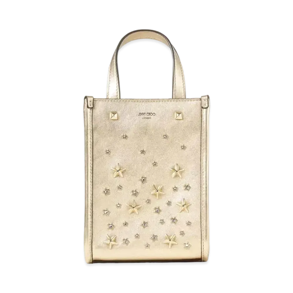 Jimmy Choo Mini N/S Tote Metallic Nappa leather With Crystal Star "Gold"