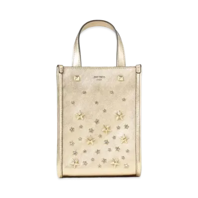 Jimmy Choo Mini N/S Tote Metallic Nappa leather With Crystal Star "Gold"